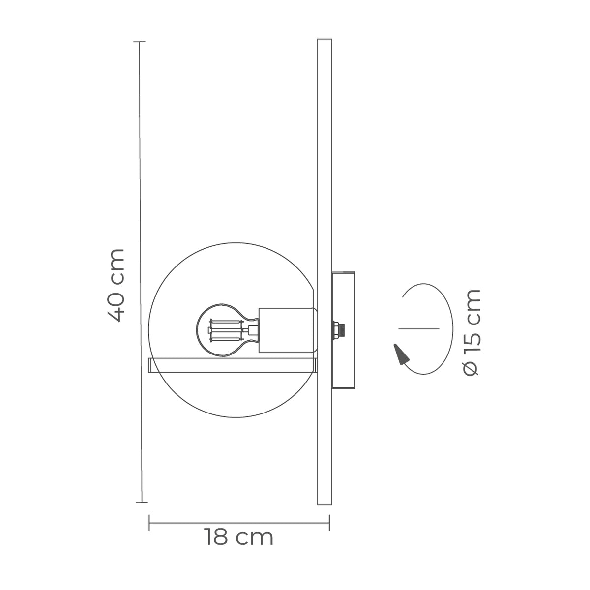 Arbotante de pared Estela, diagrama de medidas