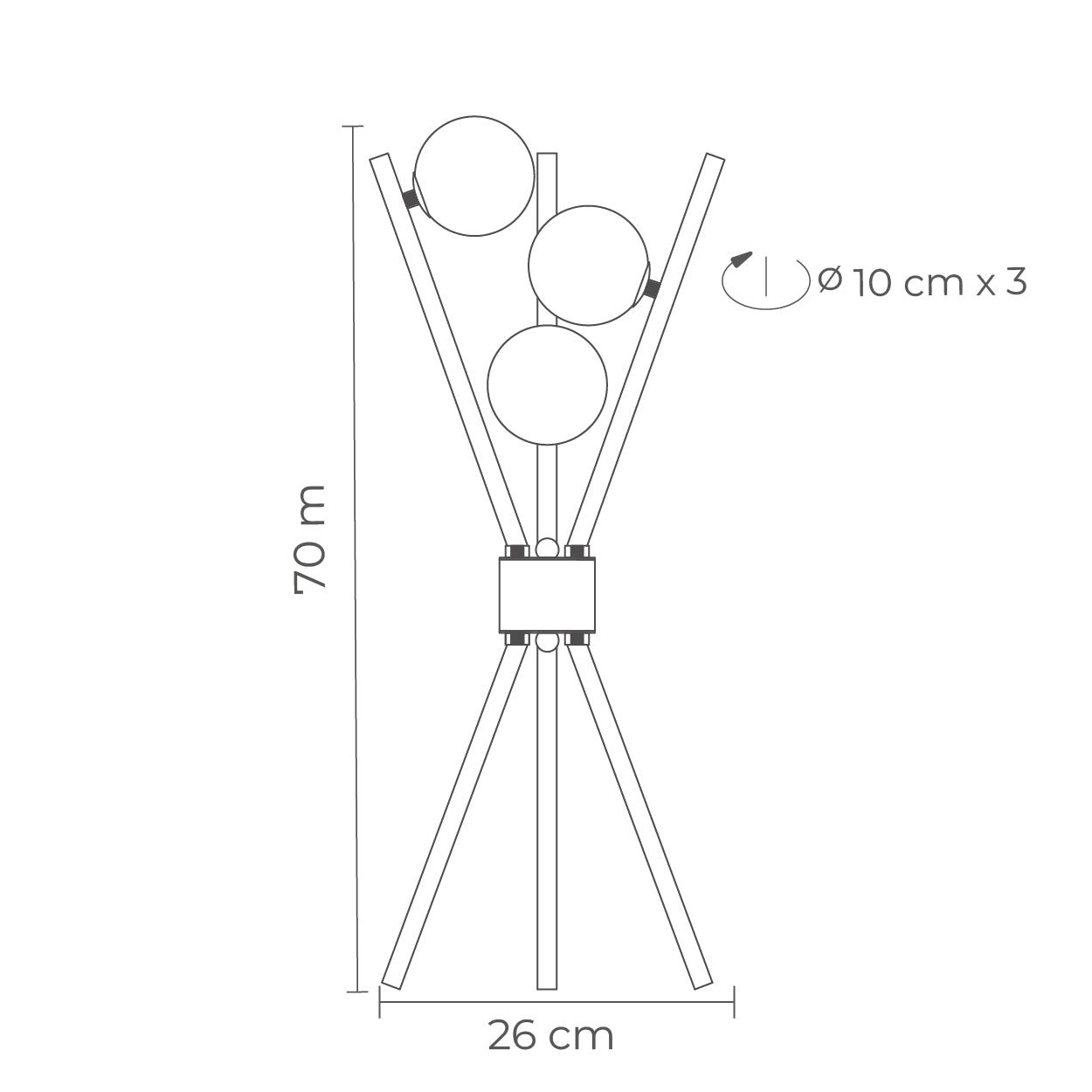 Lámpara de mesa Luce, diagrama de medidas