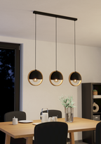 Lámpara colgante Luna triple, instalada