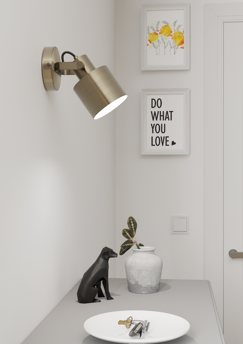 Spot Faro instalado en pared sobre consola
