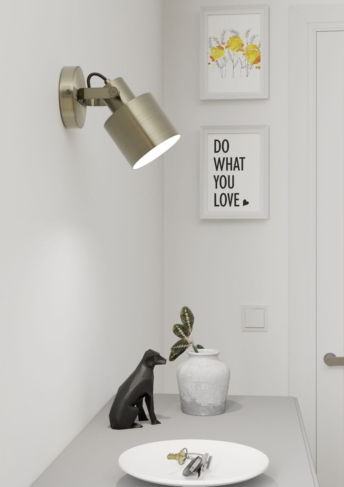 Spot Faro instalado en pared sobre consola