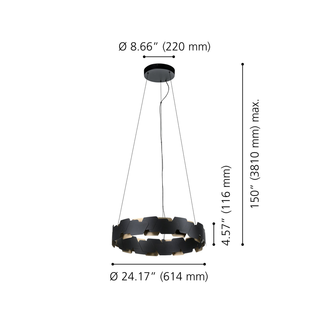 Lámpara colgante Auria circular, medidas y dimensiones