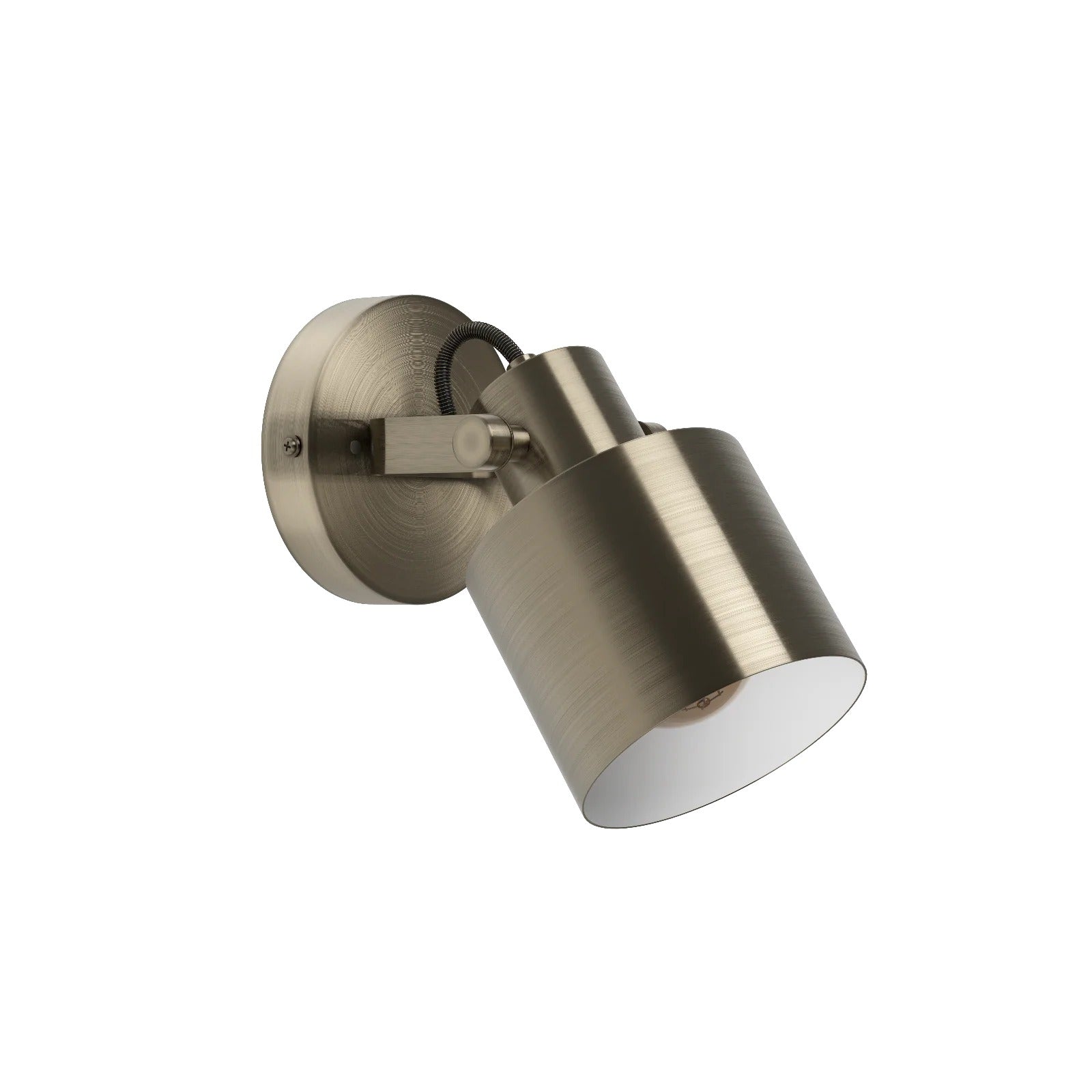 Faro spot orientable en crema-oro y blanco sobre fondo blanco