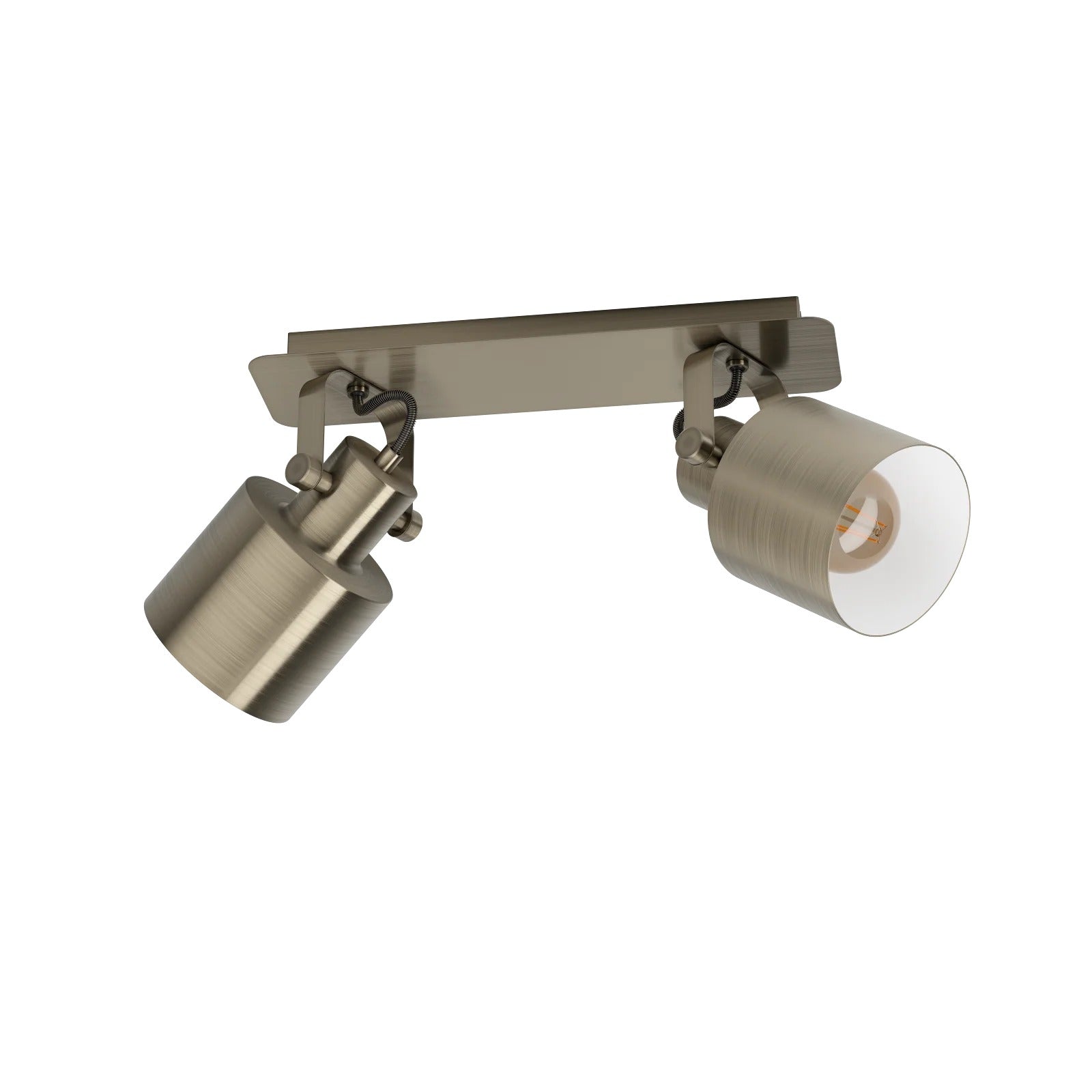 Faro de 2 luces spot orientable en crema-oro y blanco sobre fondo blanco