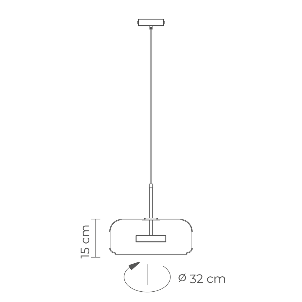 Diagrama de dimensiones de la lámpara colgante Mira