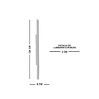 Arbotante de pared Azabache, diagrama de dimensiones del tamaño Grande: 120 cm de altura, 8 cm de ancho, 4 cm de distancia al muro