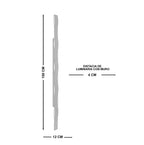 Arbotante de pared Marea, diagrama de dimensiones del tamaño Grande: 150 cm de altura, 12 cm de ancho, 4 cm de distancia al muro