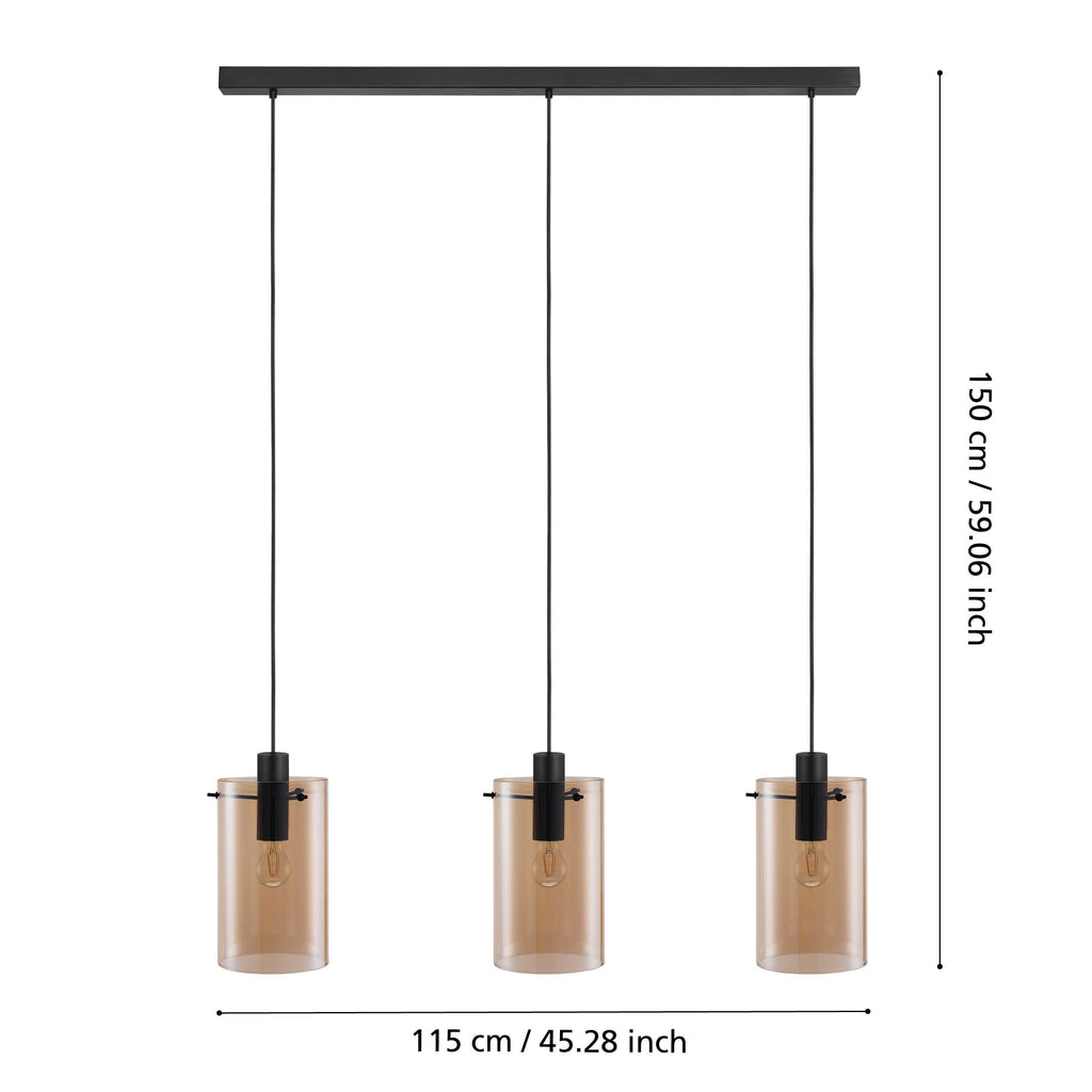 Lámpara colgante Ambra 3 luces - dimensiones
