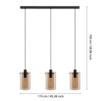 Lámpara colgante Ambra 3 luces - dimensiones