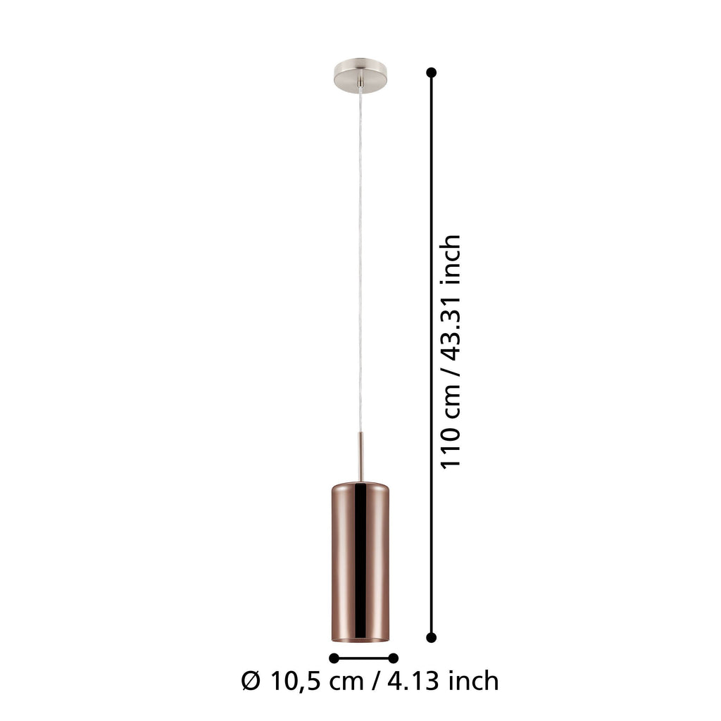 Lámpara colgante Nixa Cobre - dimensiones