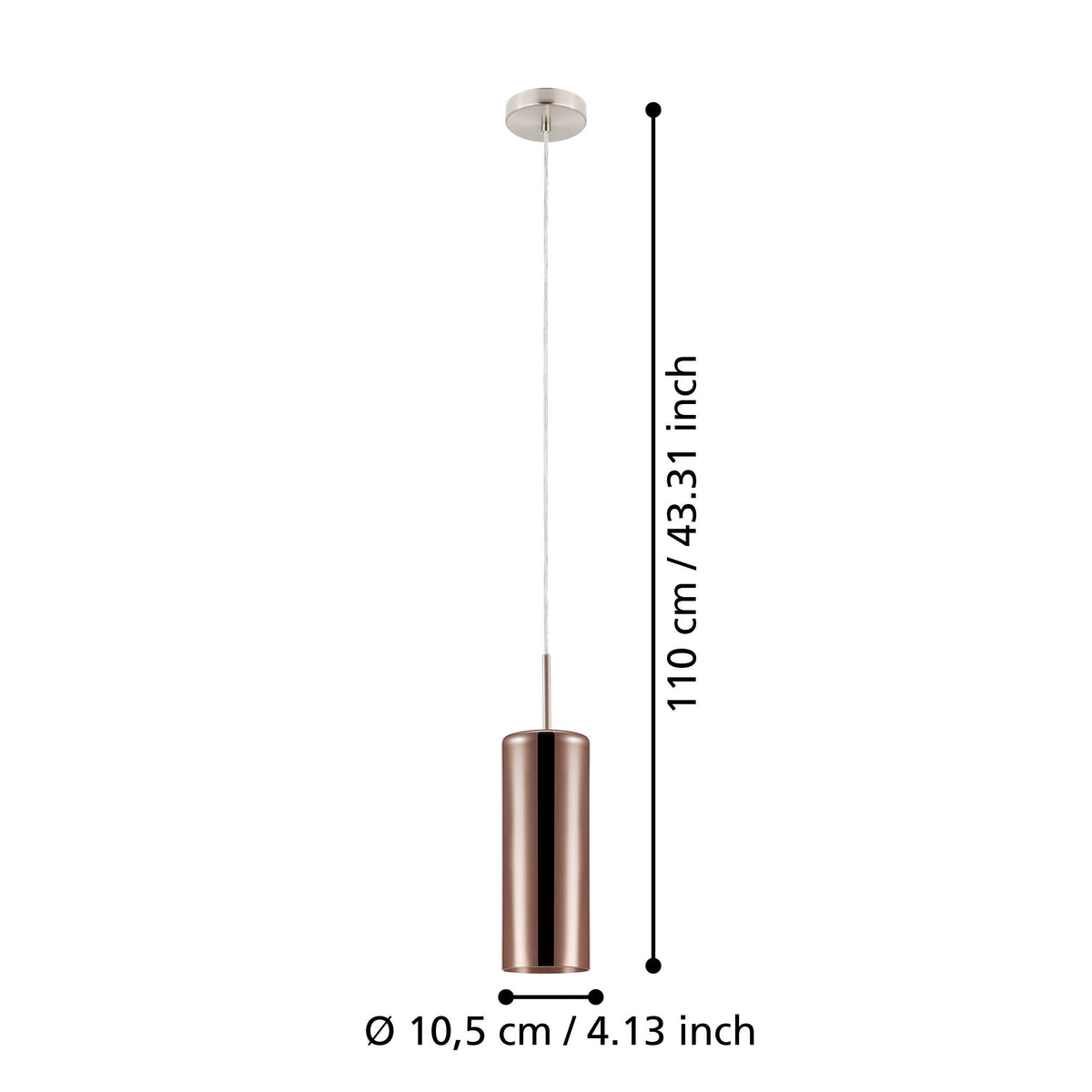 Lámpara colgante Nixa Cobre - dimensiones