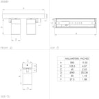 Spot Aureo de 2 luces, diagrama de medidas