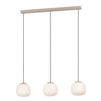 Lámpara colgante Duna cascada de 3 luces, detalle de los globos de vidrio grabado