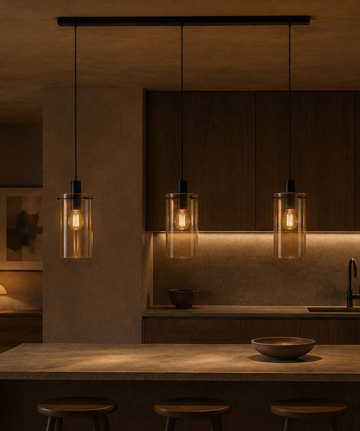 Ambra cascada de 3 luces — Lámpara colgante de vidrio ámbar