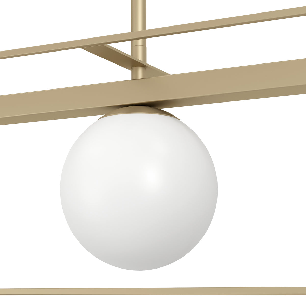 Detalle de la esfera de vidrio opalino y la estructura de la lámpara colgante Nácar