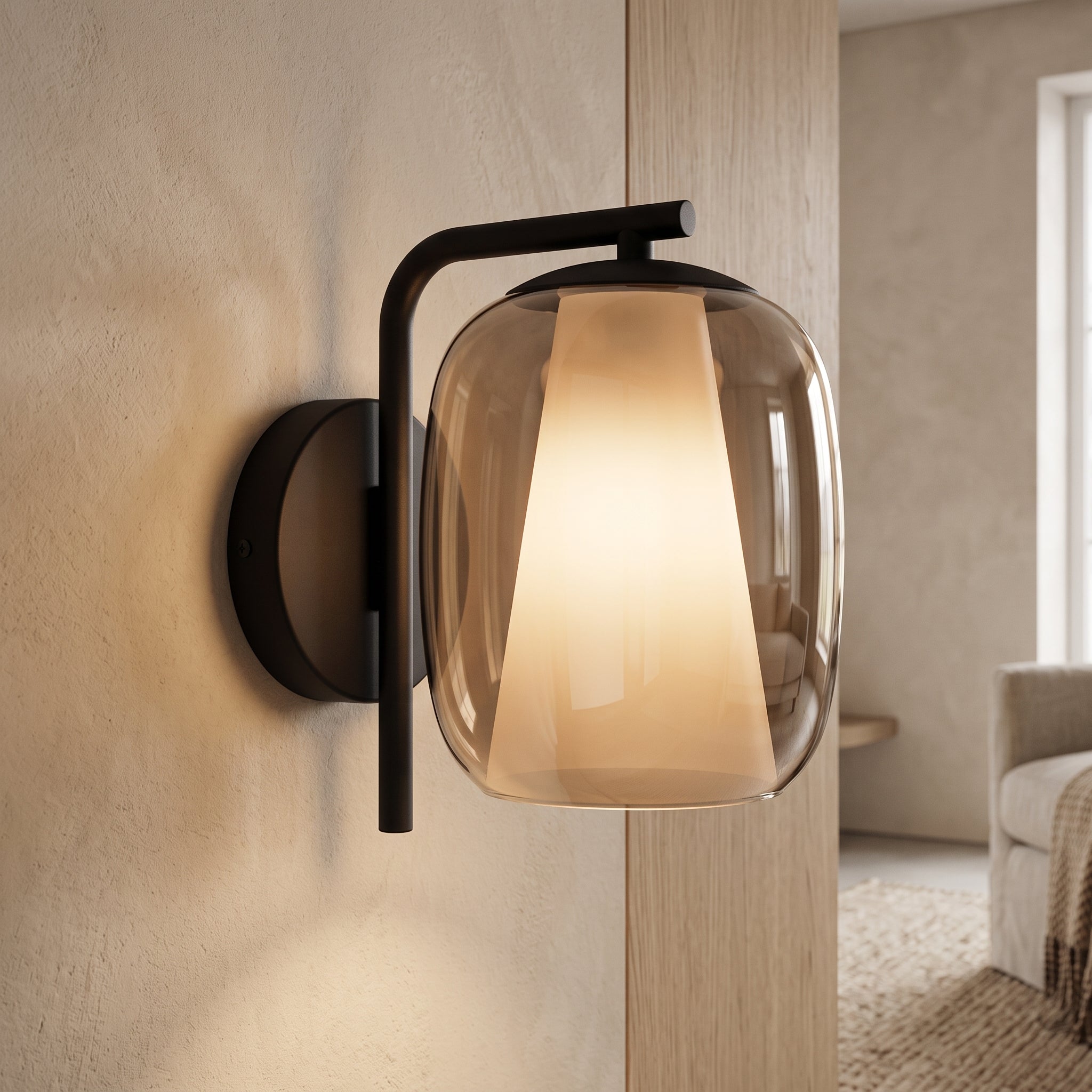 Nébula — Lámpara de pared de vidrio ahumado